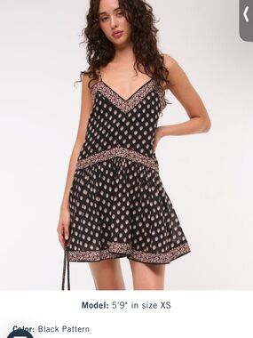 Abercrombie & Fitch Black Mini Dress with Blush Pattern Accents